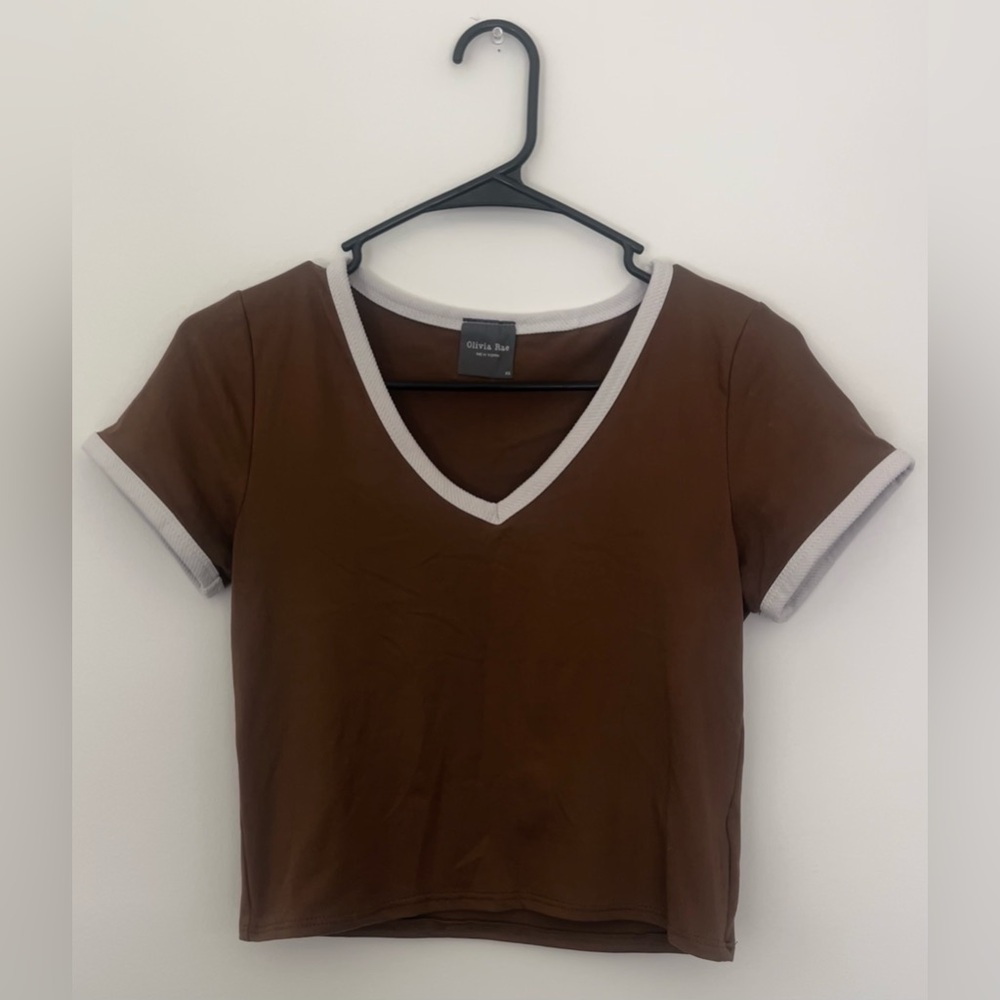 Olivia Rae Brown V-Neck Crop Top
